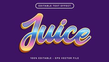 jugo retro color efecto de texto 3d y efecto de texto editable vector