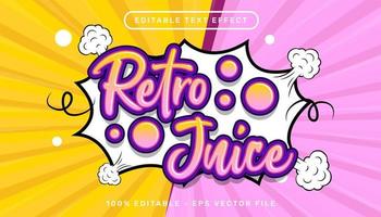 retro juice 3d text effect and editable text effect vector