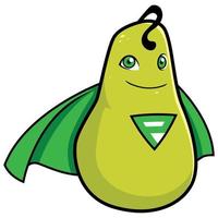 Pear Superhero Mascot vector