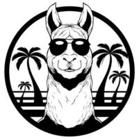 Llama Summer Mascot vector