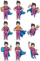 Super Nurse Asian Male Set vector