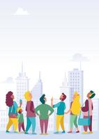 Crowd with City Background vector