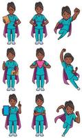 Super Nurse Indian Female Set vector