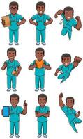 Nurse African Male Set vector