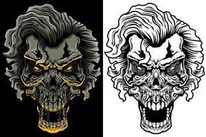 Evil Skull with Hair vector