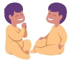 Baby Twins on White vector