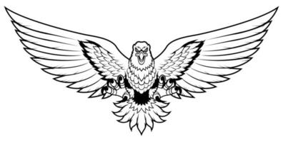 Eagle Attack Mascot Line Art vector