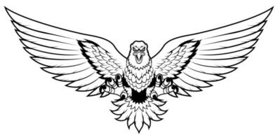 Eagle Attack Mascot Line Art vector