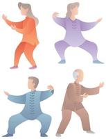 Qigong Senior Characters Set vector