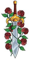 Sword and Roses vector