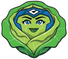 Cabbage Superhero Mascot vector