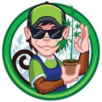 Cannabis Monkey Farmer Mascot vector