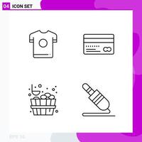 Line Icon set. Pack of 4 Outline Icons isolated on White Background for Web Print and Mobile. vector