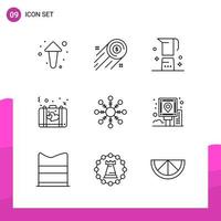 Outline Icon set. Pack of 9 Line Icons isolated on White Background for responsive Website Design Print and Mobile Applications. vector