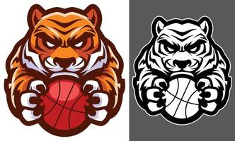 mascota de baloncesto tigre vector