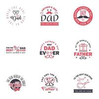 Happy fathers day 9 Black and Pink Lettering happy fathers day Editable Vector Design Elements