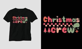 equipo de navidad: camiseta y diseño de ropa maravilloso retro de navidad. vector