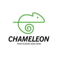 simple line chameleon logo design template. exotic reptile icon sign and symbol. vector