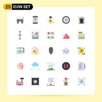 Set of 25 Modern UI Icons Symbols Signs for trash can light player music Editable Vector Design Elements