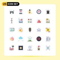 Set of 25 Modern UI Icons Symbols Signs for trash can light player music Editable Vector Design Elements