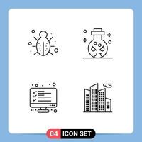 4 iconos creativos signos y símbolos modernos de protección de lista de verificación de errores datos mágicos elementos de diseño vectorial editables vector