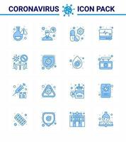 corona virus 2019 y 2020 epidemia 16 paquete de iconos azules como supervisión prohibida antivirus medicina médica coronavirus viral 2019nov enfermedad vector elementos de diseño