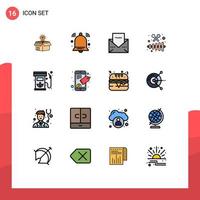 conjunto de 16 iconos de interfaz de usuario modernos símbolos signos para instrumentos de señal de música de fiesta gracias elementos de diseño de vectores creativos editables