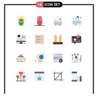 16 Universal Flat Color Signs Symbols of design printer baby water pollution Editable Pack of Creative Vector Design Elements