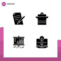 Group of Modern Solid Glyphs Set for file analysis pencil kitchen dollar Editable Vector Design Elements