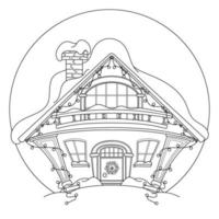 Winter house coloring page. Isolated on white background vector