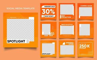 social media template banner fashion sale promotion in orange yellow color vector