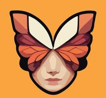 ilustración de una niña con una mariposa en la frente vector