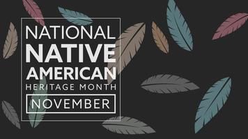 Native American Heritage Month. Background design with feather ornaments celebrating Native Indians in America. vector