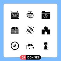 Pack of 9 creative Solid Glyphs of bbq security web ireland box Editable Vector Design Elements