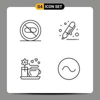 4 Thematic Vector Filledline Flat Colors and Editable Symbols of care marker hospital drawing coffee Editable Vector Design Elements