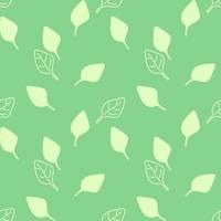 Basil leaves seamless pattern on green background vector