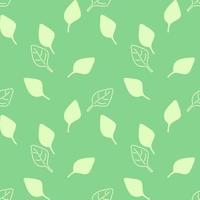 Basil leaves seamless pattern on green background vector