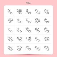 OutLine 25 Call Icon set. Vector Line Style Design Black Icons Set. Linear pictogram pack. Web and Mobile Business ideas design Vector Illustration.