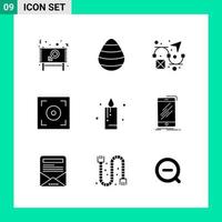 Pack of 9 Solid Style Icon Set Glyph Symbols for print Creative Signs Isolated on White Background 9 Icon Set vector