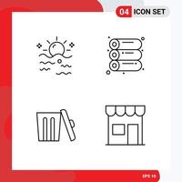 Modern Set of 4 Filledline Flat Colors Pictograph of sea environment sun offset trash Editable Vector Design Elements