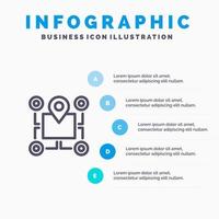 Location Map Chip Area Pointer  Line icon with 5 steps presentation infographics Background vector