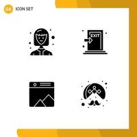 User Interface Pack of 4 Basic Solid Glyphs of avatar photo emergency fire web Editable Vector Design Elements