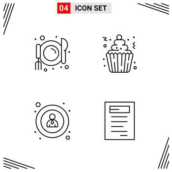 4 Icons Line Style. Grid Based Creative Outline Symbols for Website Design. Simple Line Icon Signs Isolated on White Background. 4 Icon Set. vector