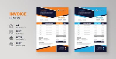 Abstract geometric business invoice design for corporate marketing company letterhead template vector