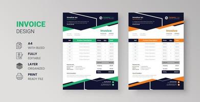 Clean modern invoice design for corporate business marketing company balance sheet letterhead design vector