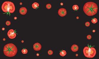 Top view of fresh tomatoes vector on black background