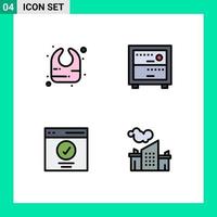 Mobile Interface Filledline Flat Color Set of 4 Pictograms of baby success deck communication factory Editable Vector Design Elements