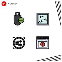 Modern Set of 4 Filledline Flat Colors and symbols such as computers mix remove halloween random Editable Vector Design Elements