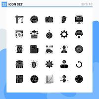 Set of 25 Modern UI Icons Symbols Signs for projector head writer mind strategy Editable Vector Design Elements