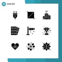 9 Universal Solid Glyphs Set for Web and Mobile Applications reward wind location direction tablet Editable Vector Design Elements